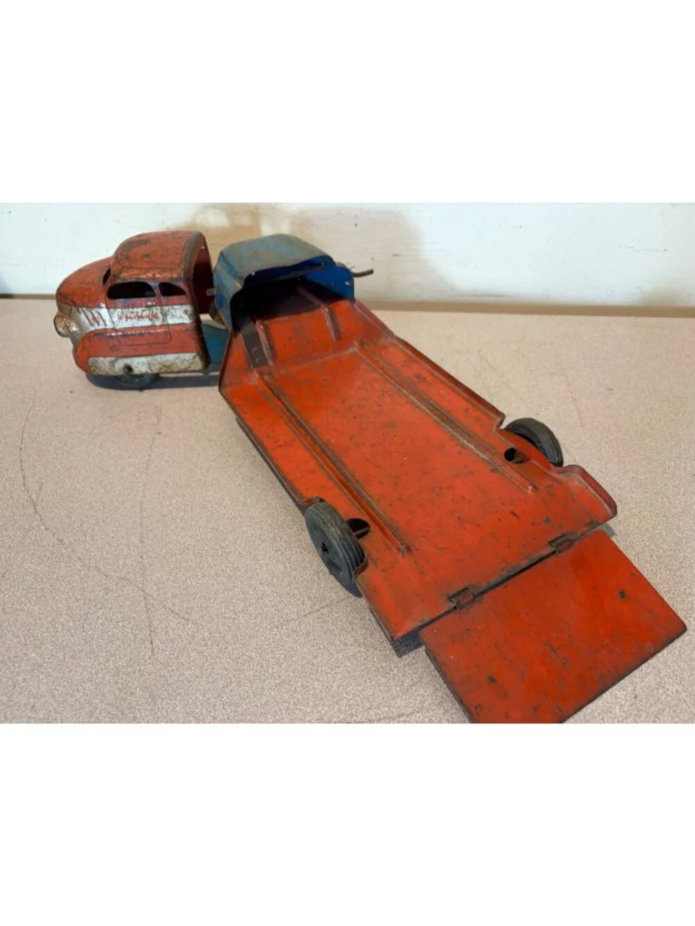 Vintage 1930-40’s Buddy L Wyandotte Express Press Steel Truck & trailer large!